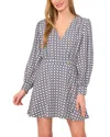 Ted Baker Geo Print Long Sleeve Minidress In Gray