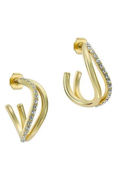 Ted Baker Large Wayva Pavé Crystal Hoop Earrings In Gold