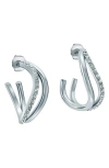 Ted Baker Large Wayva Pavé Crystal Hoop Earrings In Metallic
