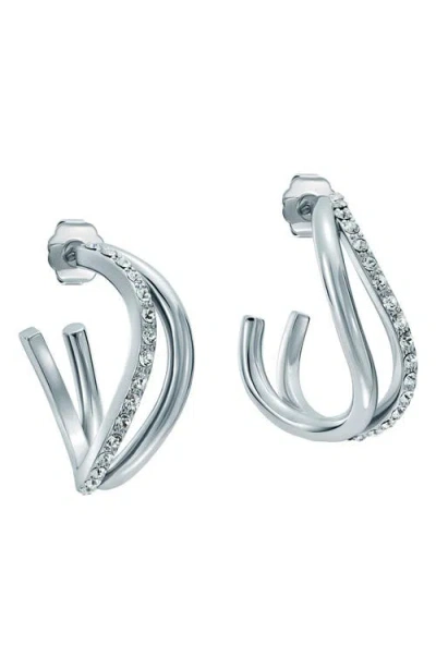 Ted Baker Large Wayva Pavé Crystal Hoop Earrings In Metallic