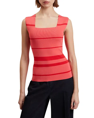 Ted Baker Laydaa Square Neck Striped Top In Coral