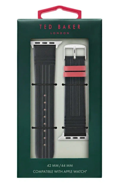 Ted Baker Leather 22mm Apple Watch® Watchband In Black