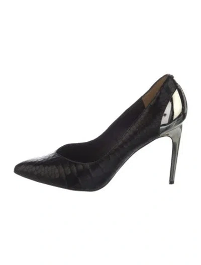 Pre-owned Ted Baker Leather Animal Print Pumps In Black