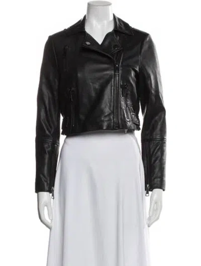 Pre-owned Ted Baker Leather Biker Jacket In Black