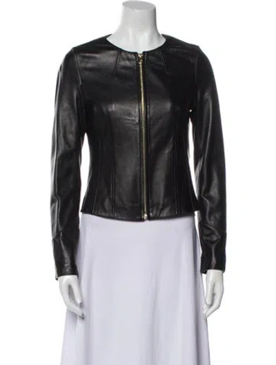 Pre-owned Ted Baker Leather Biker Jacket In Black