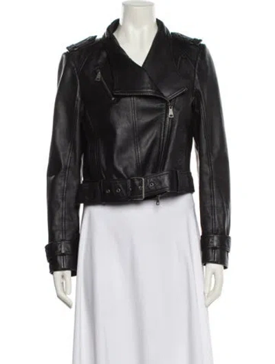 Pre-owned Ted Baker Leather Biker Jacket In Black
