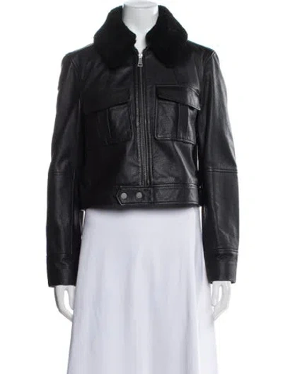 Pre-owned Ted Baker Leather Biker Jacket In Black