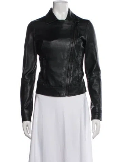 Pre-owned Ted Baker Leather Biker Jacket In Black