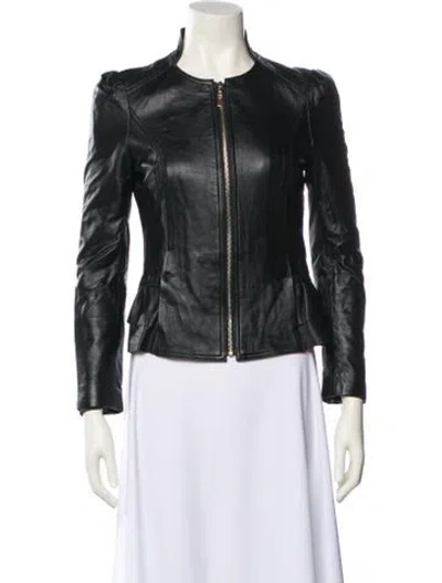 Pre-owned Ted Baker Leather Biker Jacket In Multi