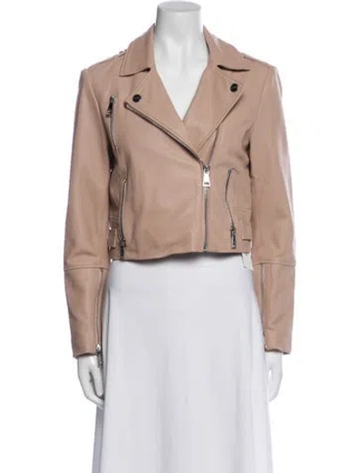 Pre-owned Ted Baker Leather Biker Jacket In Pink