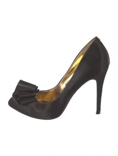 Pre-owned Ted Baker Leather Bow Accents Pumps In Black