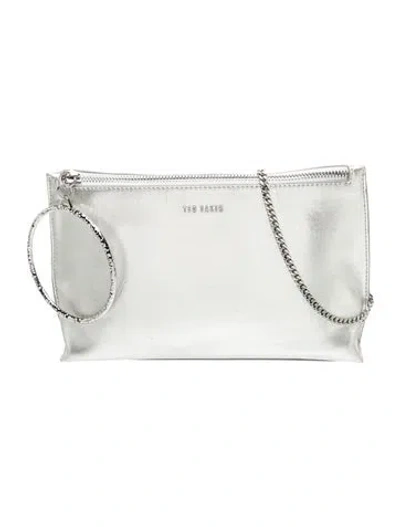 Pre-owned Ted Baker Leather Clutch In Metallic/silver