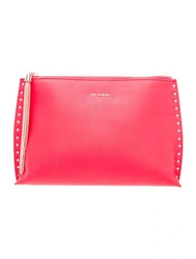 Pre-owned Ted Baker Leather Clutch In Red