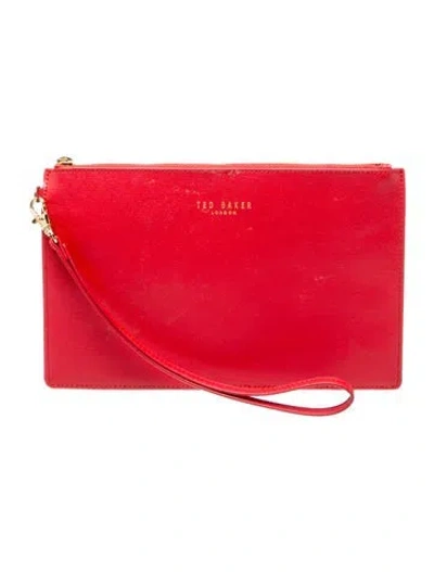 Pre-owned Ted Baker Leather Clutch In Red