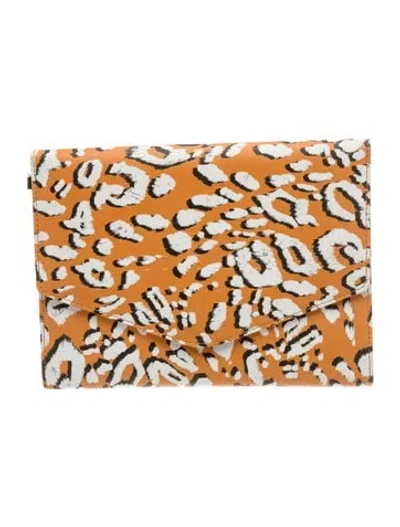 Pre-owned Ted Baker Leather Clutch W/ Tags In Orange