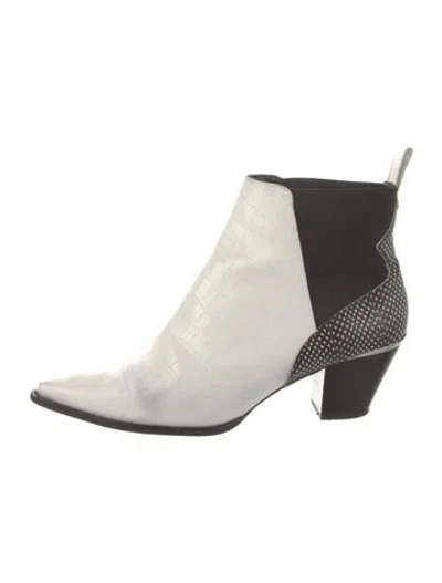 Pre-owned Ted Baker Leather Colorblock Pattern Chelsea Boots In White