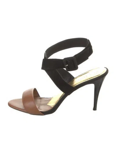 Pre-owned Ted Baker Leather Colorblock Pattern Sandals In Black