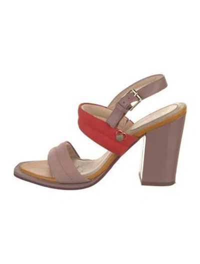 Pre-owned Ted Baker Leather Colorblock Pattern Slingback Sandals In Multi