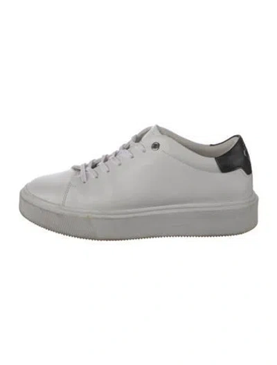 Pre-owned Ted Baker Leather Colorblock Pattern Sneakers In White