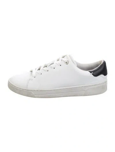 Pre-owned Ted Baker Leather Colorblock Pattern Sneakers In White