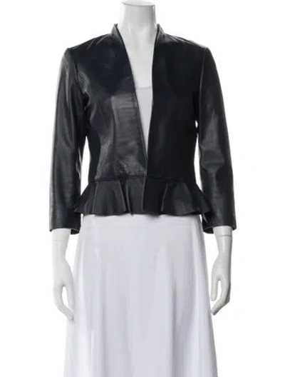 Pre-owned Ted Baker Leather Evening Jacket In Blue