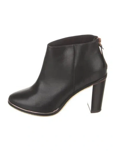 Pre-owned Ted Baker Leather Floral Print Boots In Black/pink