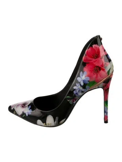 Pre-owned Ted Baker Leather Floral Print D'orsay Pumps In Multi