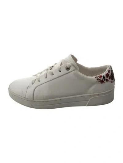 Pre-owned Ted Baker Leather Floral Print Sneakers In Gray