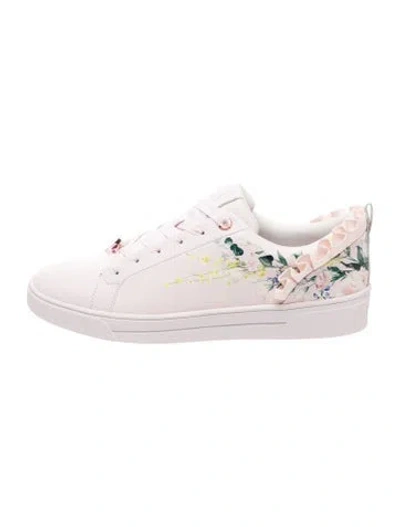 Pre-owned Ted Baker Leather Floral Print Sneakers In Pink