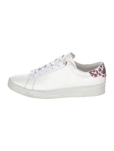 Pre-owned Ted Baker Leather Floral Print Sneakers In White