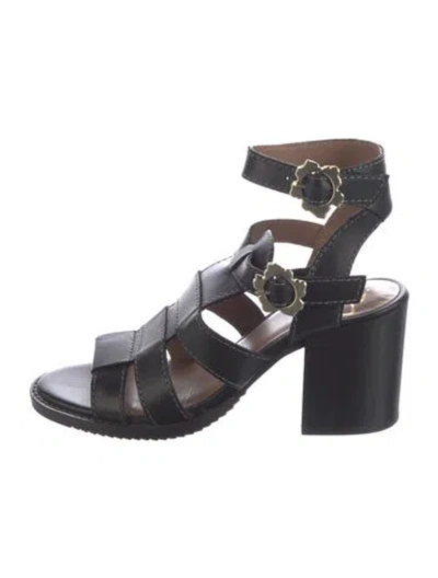 Pre-owned Ted Baker Leather Gladiator Sandals In Black