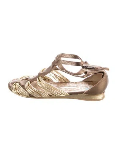 Pre-owned Ted Baker Leather Gladiator Sandals In Gold