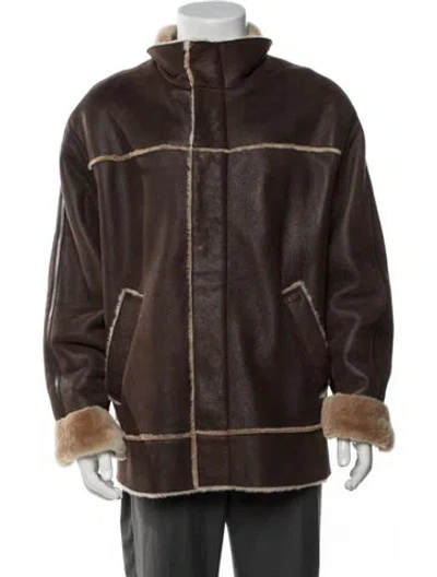 Pre-owned Ted Baker Leather Jacket In Brown