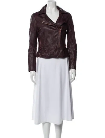 Pre-owned Ted Baker Leather Jacket In Burgundy