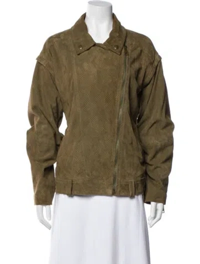 Pre-owned Ted Baker Leather Jacket In Green