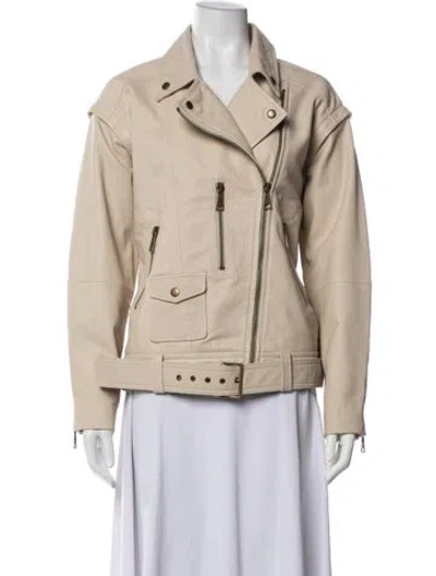 Pre-owned Ted Baker Leather Jacket In Neutrals