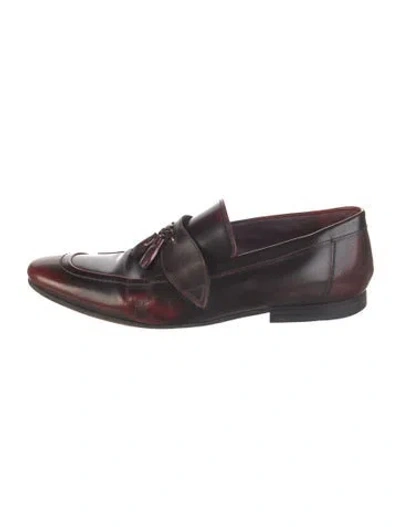 Pre-owned Ted Baker Leather Loafers In Burgundy