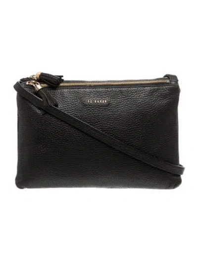 Pre-owned Ted Baker Leather Messenger Bag In Black