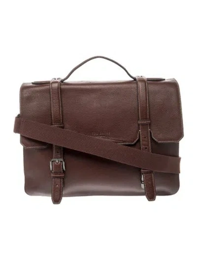 Pre-owned Ted Baker Leather Messenger Bag In Brown
