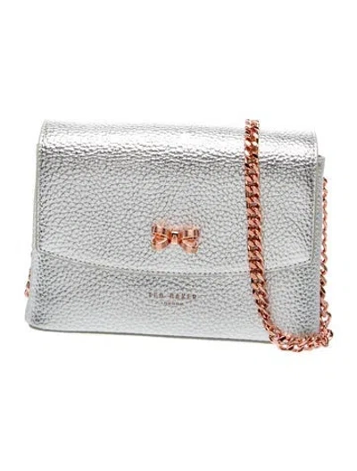 Pre-owned Ted Baker Leather Minaudière In Silver
