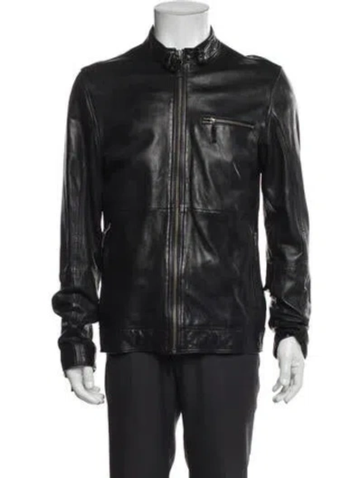 Pre-owned Ted Baker Leather Moto Jacket In Black