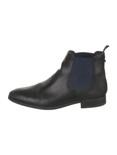 Pre-owned Ted Baker Leather Paisley Print Chelsea Boots In Black