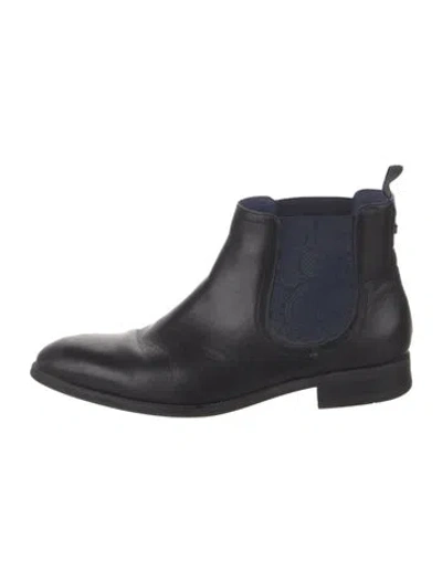 Pre-owned Ted Baker Leather Paisley Print Chelsea Boots In Black