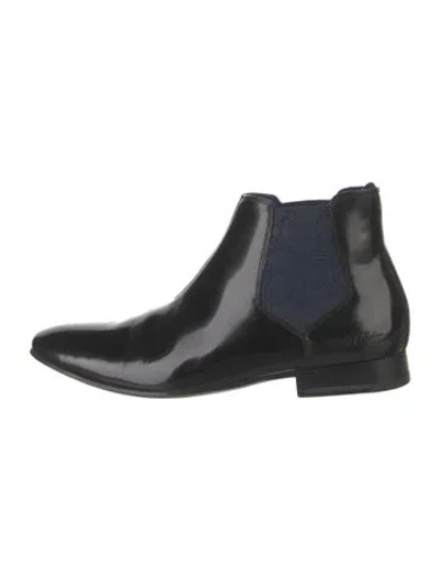 Pre-owned Ted Baker Leather Paisley Print Chelsea Boots In Black