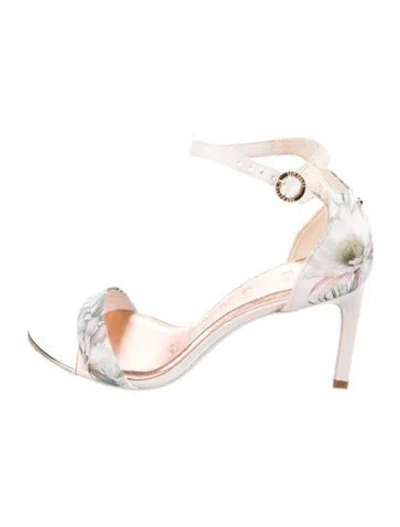 Pre-owned Ted Baker Leather Patterned Sandals In Neutral