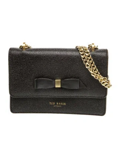 Pre-owned Ted Baker Leather Shoulder Bag In Black