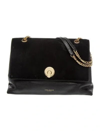 Pre-owned Ted Baker Leather Shoulder Bag In Black