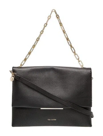 Pre-owned Ted Baker Leather Shoulder Bag In Black