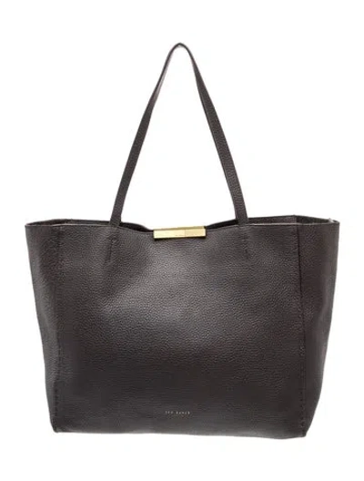 Pre-owned Ted Baker Leather Shoulder Bag In Gray