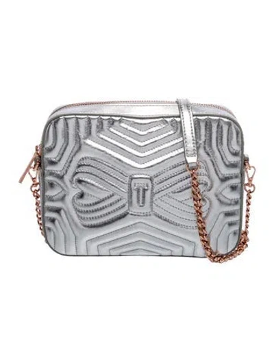 Pre-owned Ted Baker Leather Shoulder Bag In Metallic/silver